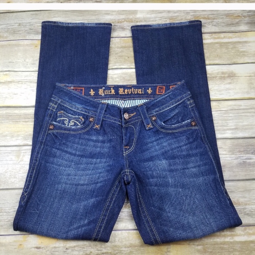 Sold NEW CONDITION ROCK REVIVAL BOOTCUT JEANS - Picture 2 of 6